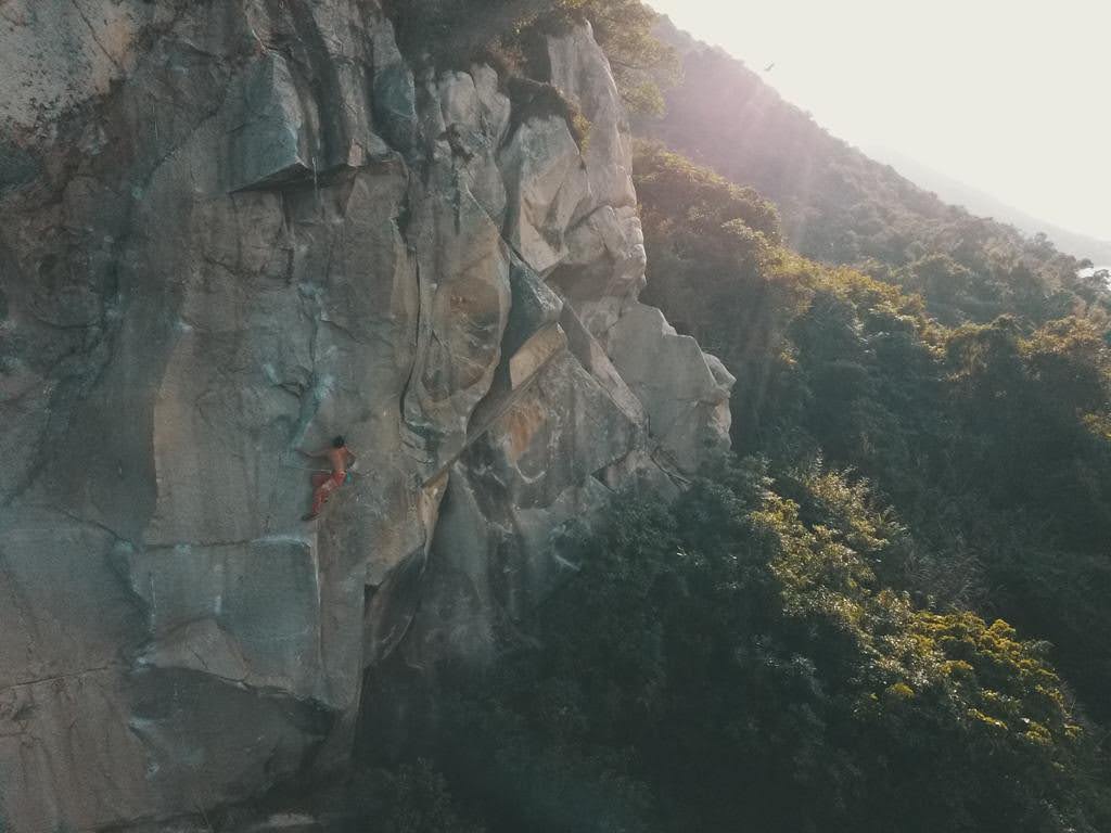 Gavin climbing Shadow of Mountain (8b)